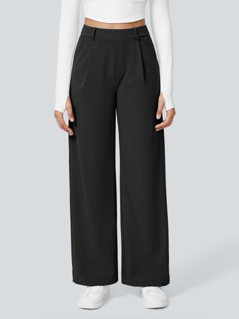 Halara Flex DayStretch High Waisted Pocket Straight Leg Work Pants Black